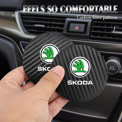 2Pcs Car Coaster Water Cup Anti-slip Pad Auto Accessories For Octavia Kodiaq Fabia Superb Karoq Yeti Mk3 Vrs