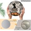 2D Flat, 1pc Round Aluminum Hanging Sign, Vintage Watercolor Black Cat Ghost Pumpkin Boo Printed Plaque, Spooky Rustic Farmhouse Halloween Front Door