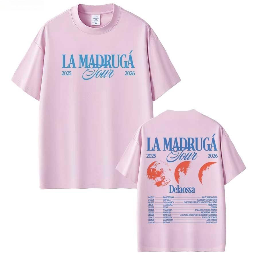 Rapper Delaossa La Madruga Tour 2026 T Shirt for Men Women Hiphop Streetwear Pop Music Tops Pure Cotton TShirt