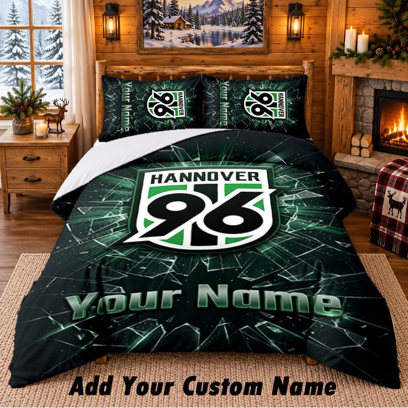 Hannover 96 Pattern Bedding 3Pcs Set Custom Name, Bed Sheet And Pillowcases For Home Bedroom