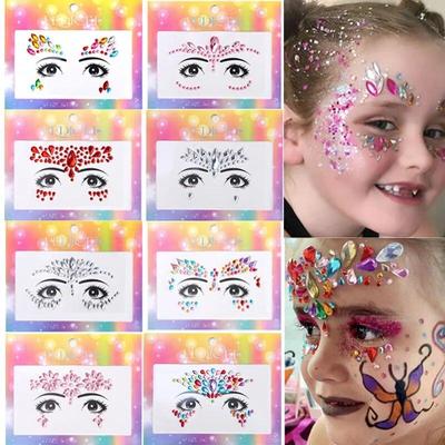 Machiaj colorat pentru copii Autocolante de față Cristal Diamante Pietre prețioase Fete Femei Vacanță Sclipici Petrecere Tatuaje autoadezive pentru față pentru ochi