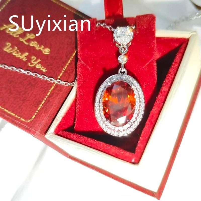925 Sterling Silver Fashion Luxury Pomegranate Red Zircon Necklace Birthday Party Anniversary Gift Jewelry for Women