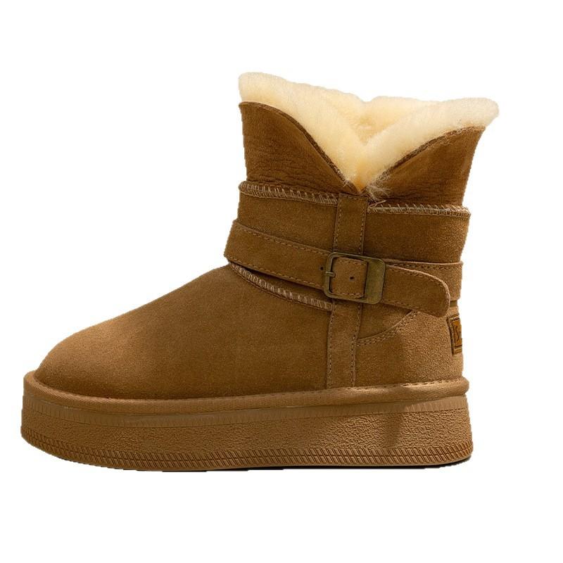 Yunfu Warm Flip Fleece Thick-soled Medium Tube Snow Boots Women's 2025 Winter New Mao Mao Thickened Northeast Cotton Shoes