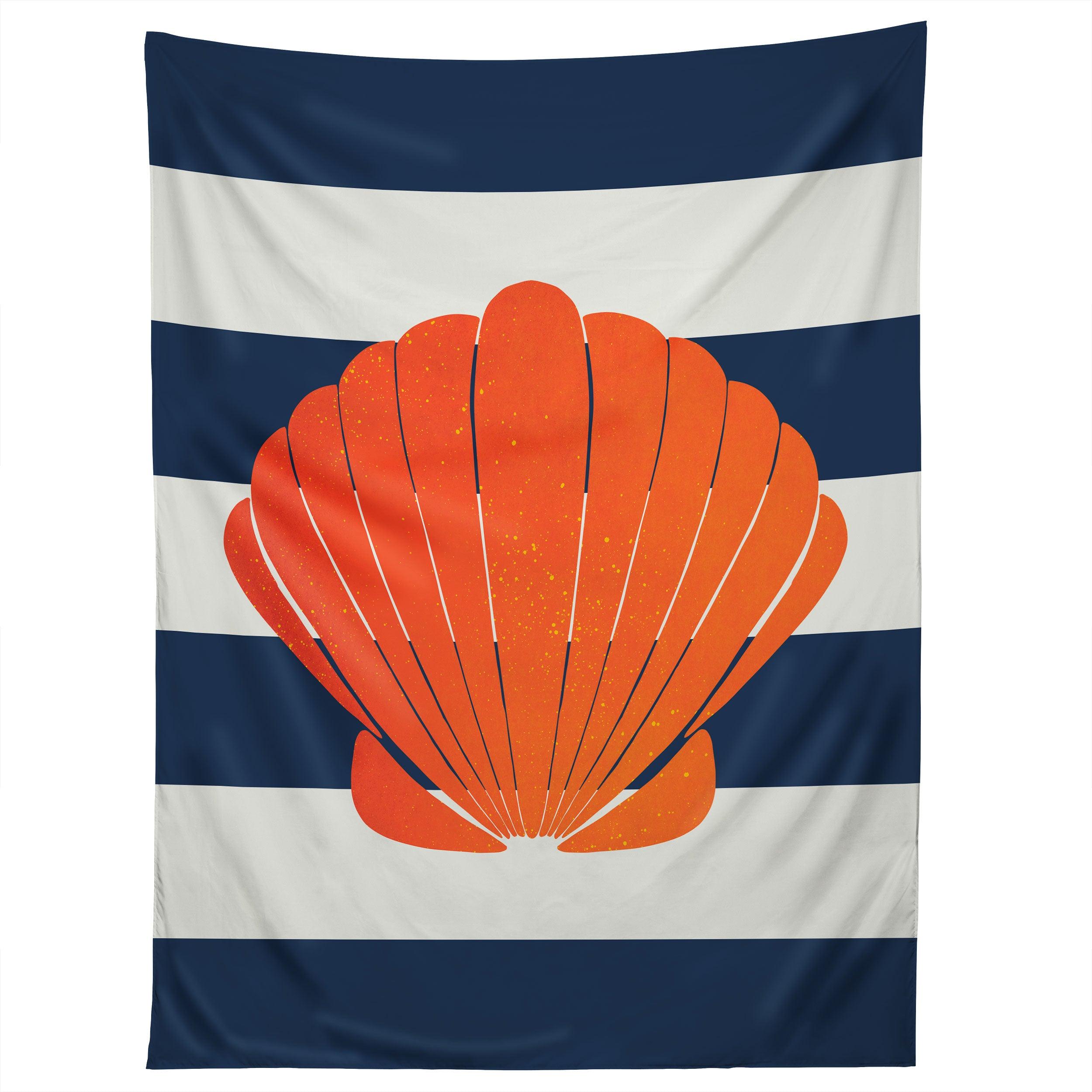 ORANGE CLAMSHELL AND NAVY tapestry 75x100