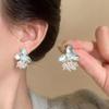 Silver Needle Dripping Oil Flower Crystal Fringed Stud Earrings Sweet Temperament Elegant Niche Earrings Light Luxury High-end Earrings Women