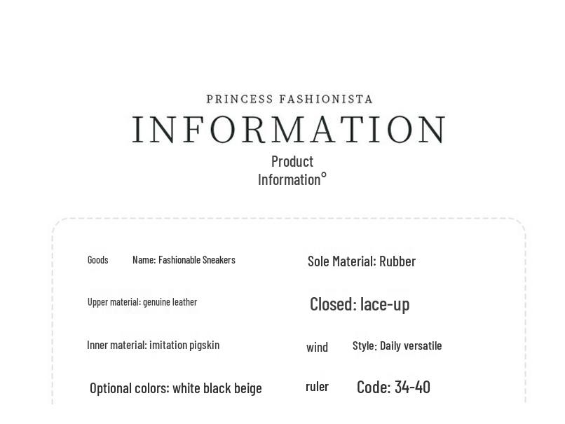 Women's Genuine Leather White Sneakers - Versatile, Lightweight, Comfortable Spring 2025 Sporty Platform Flats