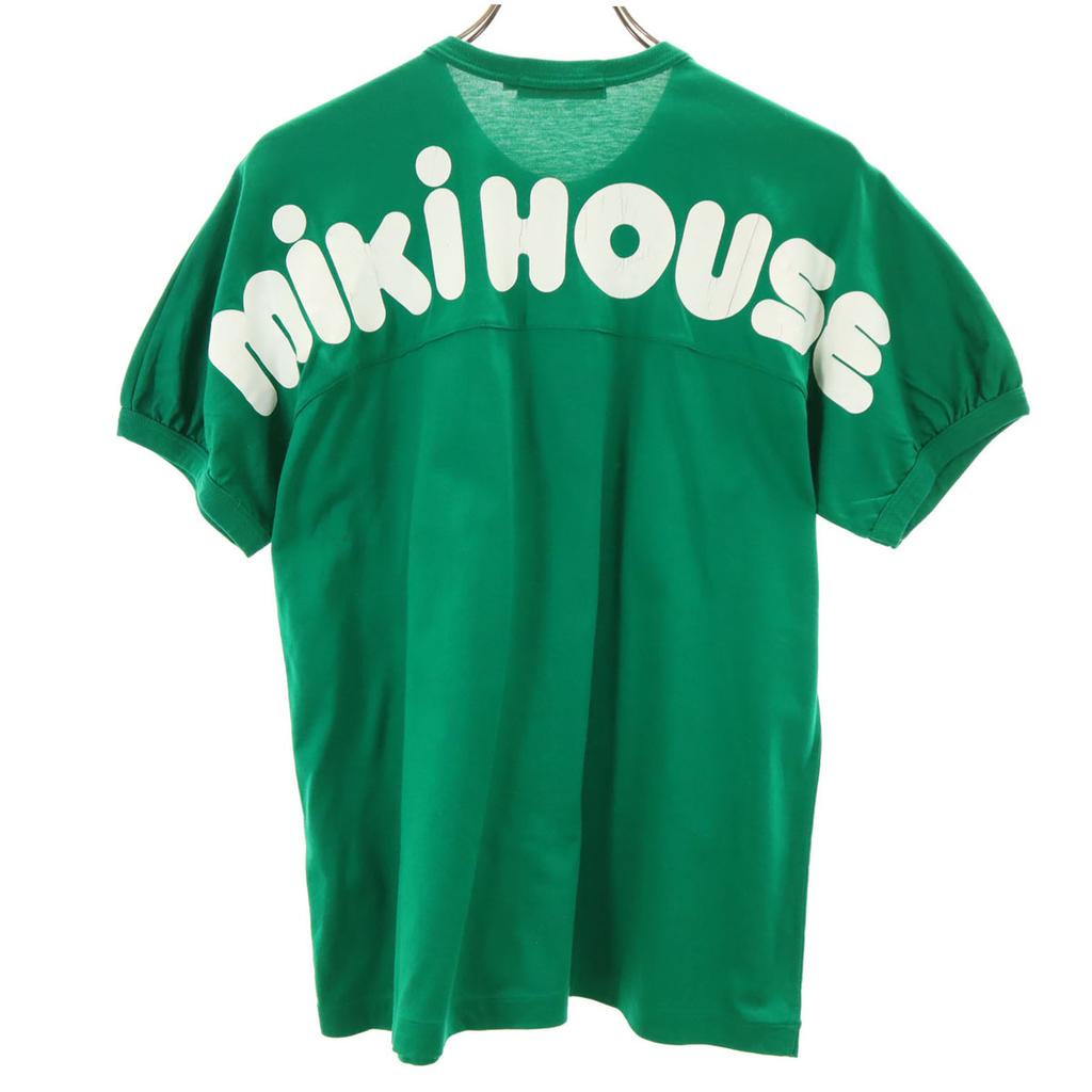 MIKIHOUSE Rückseitiges Logo Kurzarm Henry-Kragen T-Shirt M grün Herren Gebraucht