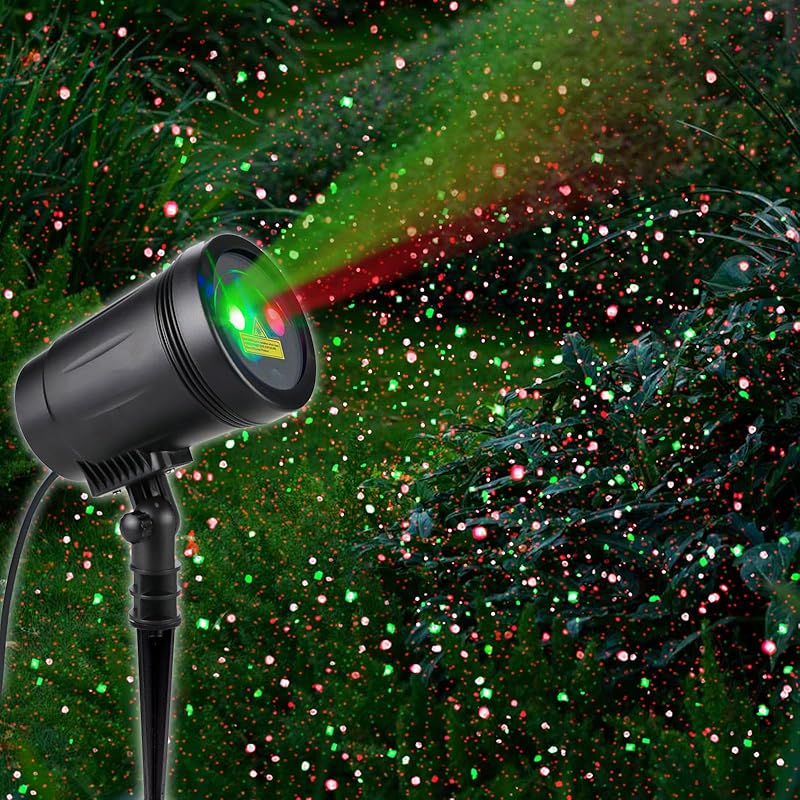 Christmas Projector Lights Outdoor, Waterproof Christmas Laser Lights Landscape Spotlight Decorative Stage Lights with Red and Green Xmas Patterns