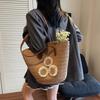 Yogodlns Damen Sommer Stroh Gewebt Große Kapazität Korb Schultertasche Handtaschen Mode Floral Dekor Luxus Designer Strand Bali Shopper Totes