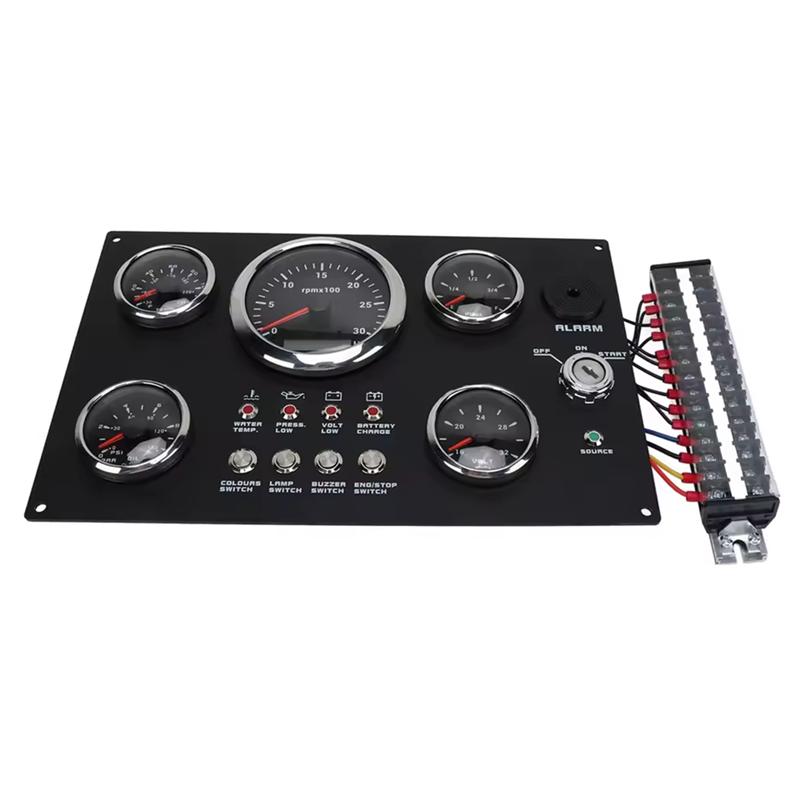 A25F-7 Color Backlight Digital Gauge Cluster Panel Display 24V RPM Fuel Level Oil Pressure Water Temp Voltage For RV Boat