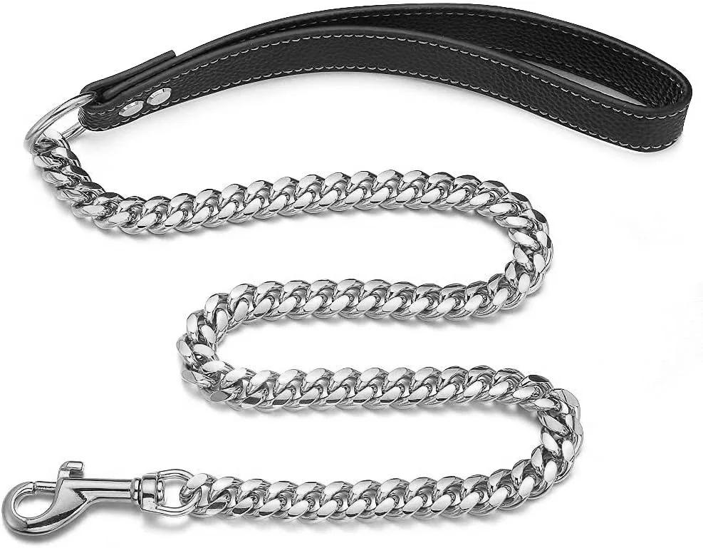 14Mm Versleuteld Huisdier Roestvrij Staal Titanium Staal Trektouw Grote Hond Werphond Ketting Wordt Gebruikt Om Huisdieren Te Trainen (Silver,4ft(120cm))
