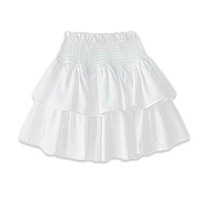 Weißer Chiffonkuchen kurzer Rock für Damen im Sommer klein plissiert hohe Taille schlank gerüscht A-Linie flauschiger Rock