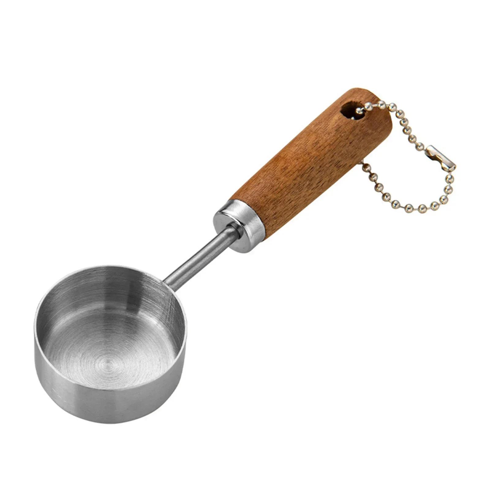 14ml Wood Handle Measuring Spoons Cups Stainless Steel Coffee Bartending Scale Measuring Cups Spoons Baking Tools