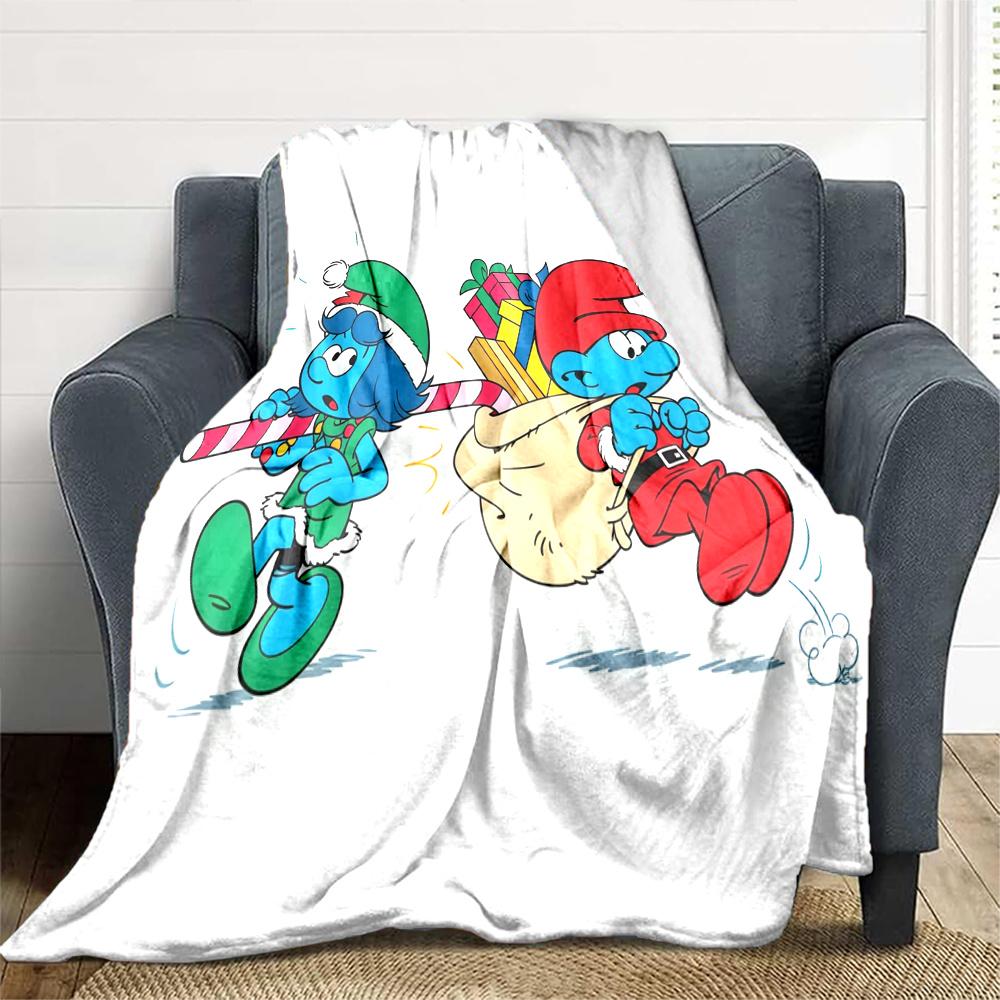 The Smurfs Flannel Blanket, High quality Comfortable for All Seasons, Home Decor, Warmth and Comfort