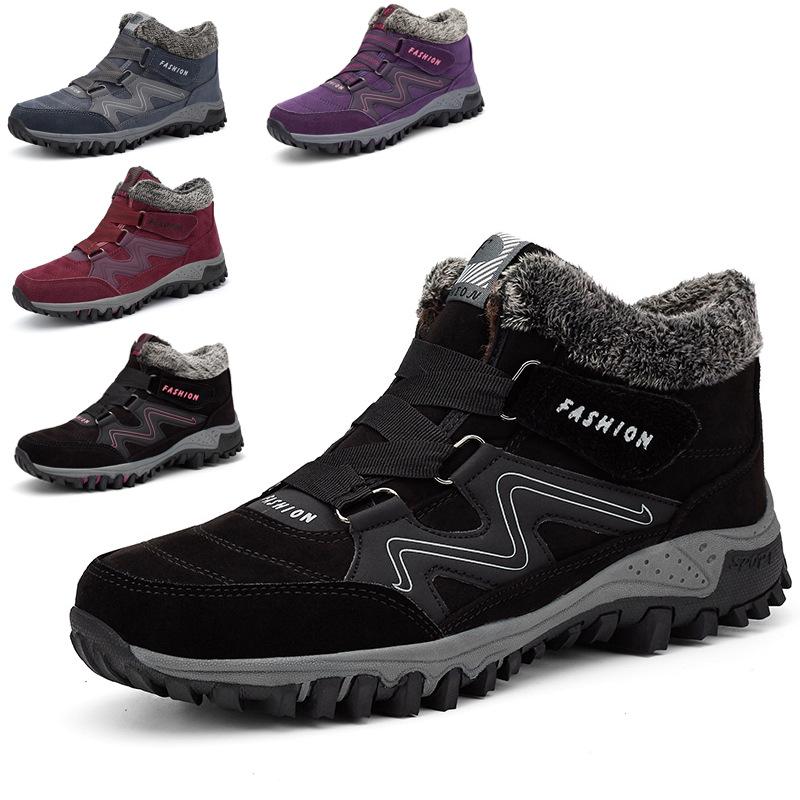 Large size heightening couple snow boots winter velvet warm men's and women's outdoor cotton shoes medium top sports cotton shoes women's shoes