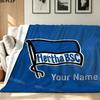 1PC Hertha BSC Custom Name Patterned Flannel Blanket Suitable For All Seasons for Home Decor Warmth and Comfort Gifts Holiday Present