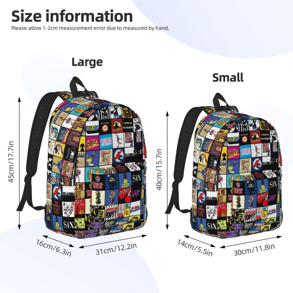Broadway Musical Theatre Logos - Hand Drawn Backpack Hot Sale Daypack Children BookBag School Bag Shoulder Bags for Men Women