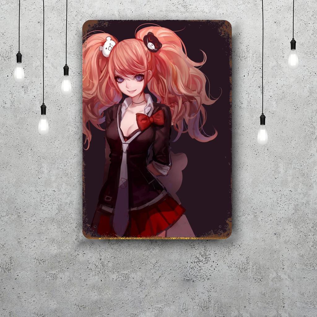 monokuma Cartoon Retro Vintage Tin Sign Poster Decorative Plaque Metal Plate Wall Decor