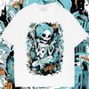 Dödskalle Lös Oversize O-ringad T-shirt Amerikansk Retro För Män T-shirt Tryckt Casual Komfort T-shirt Bekväm Rapstil Tee