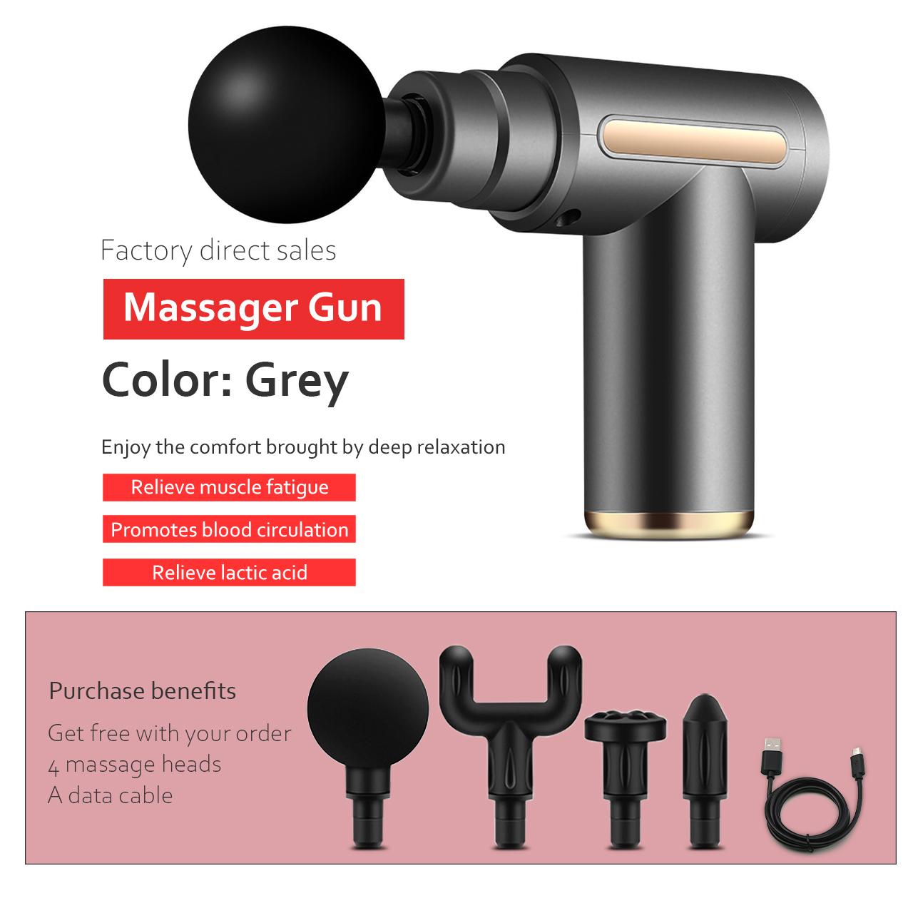 

Масажний пістолет для м’язів Глибокотканинний ударний масажер для м’язів Спортсмени Знеболюючі та розслаблюючі Електричні масажери для спини Потужні, тихі Standard сірий