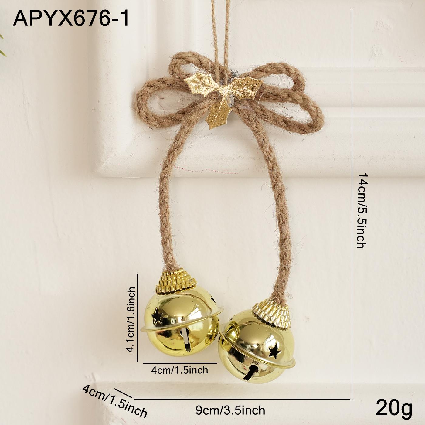 Christmas Iron Art Bell Ornaments with Hemp Rope - Door & Wall Hanging Decor Props