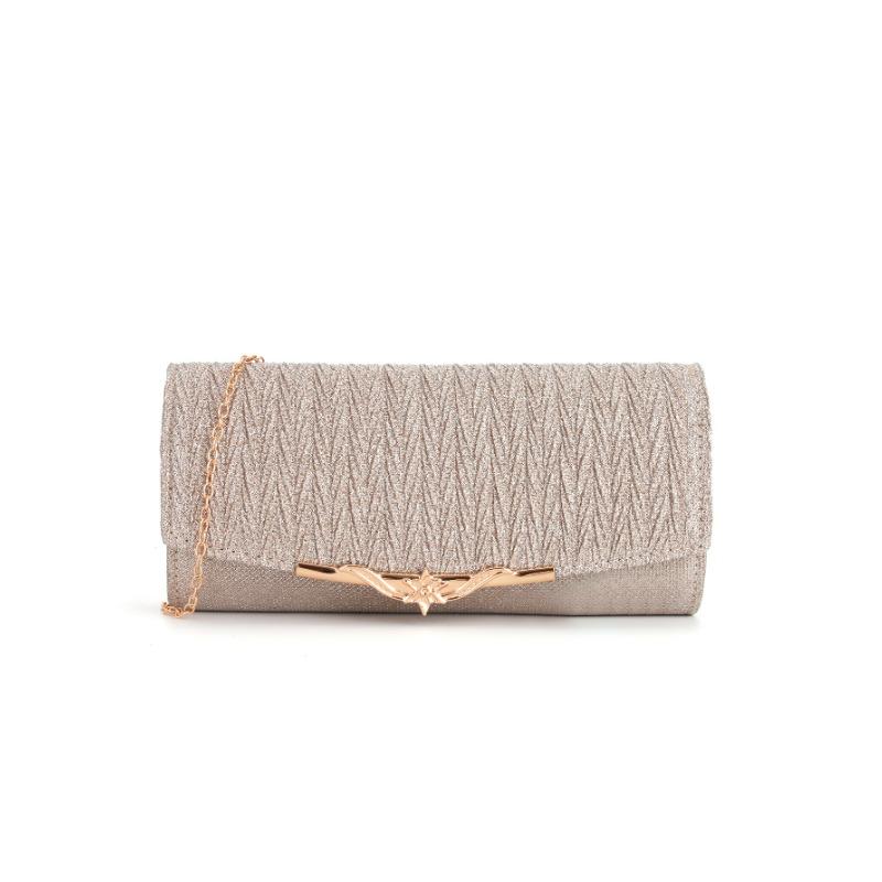 Women's Bag Banquet Bag Clutch Bag Pleated Metal Cover Wedding and Evening Bag