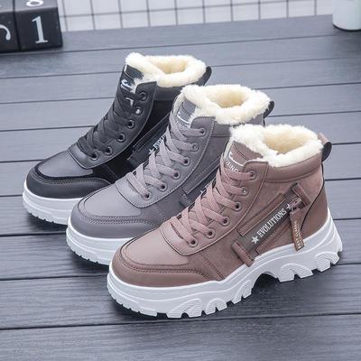 2024 Damen-Schneestiefel mit Samtfutter, hoher Schaft, dicke Sohle, vielseitiger Martin-Stil