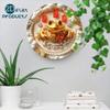 Golden Frog Round Metal Wall Art, Handmade 2D Home Decor for Living Room Bedroom, Unique Housewarming Gift