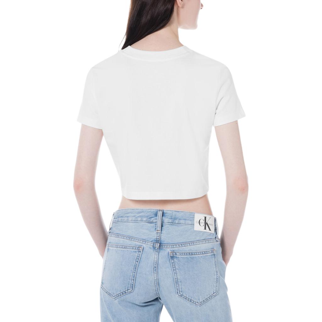 Calvin Klein Solid Short Sleeve T-Shirt Women tops White J224288-YAF
