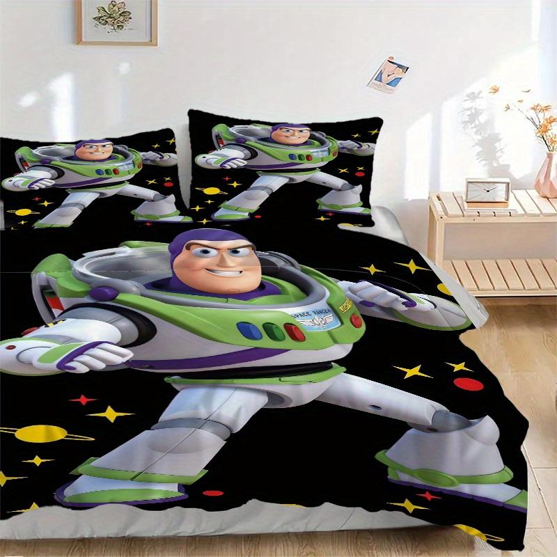 

3pcs Toy Story Buzz Lightyear Space Ranger Quilt Cover Set (1 Quilt Cover + 2 Pillowcases Without Pillow Core), High-Definition Printing for Home 135x200cm