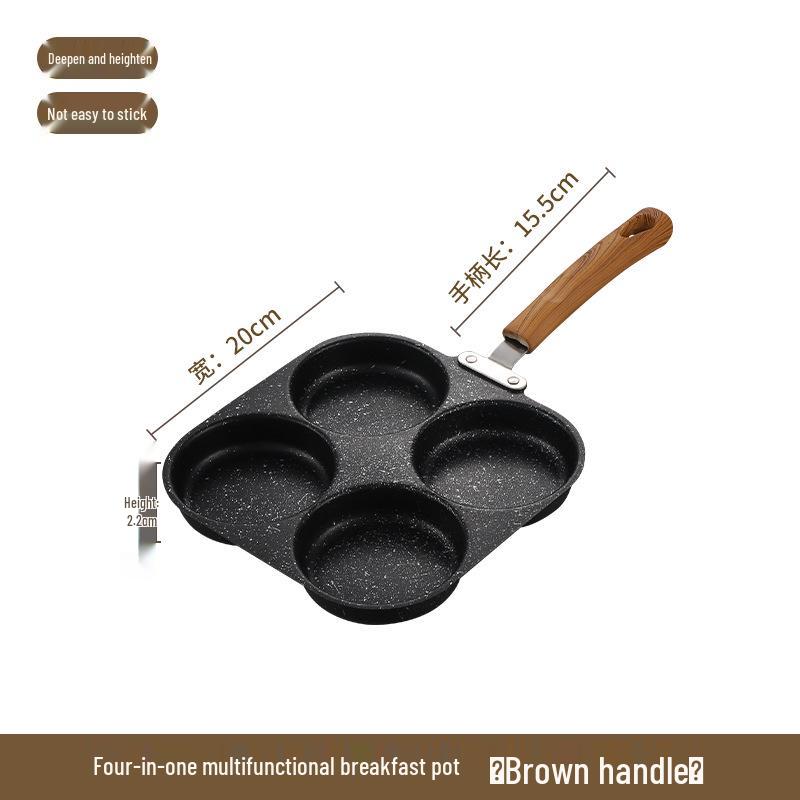 Bakelite Handle Non-Stick Breakfast Frying Pan with Multi-Hole Mold for Eggs, Pancakes, and Burgers