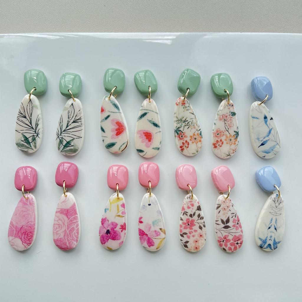 2 Stück weiches Keramik-Transferpapier der Serie „Naturblumen“ – geeignet für die Herstellung von handgefertigten DIY-Ohrringen und Schmuck