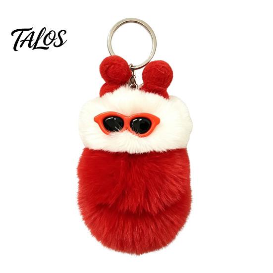 Caterpillar Keyring Pendant Plush Sunglasses Keychain, Soft Backpack Purse Charm Keychain Bag Charm, Colorful Stuffed Toy