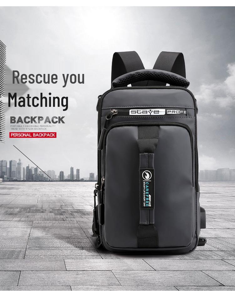 Men's USB Charging Multifunction Shoulder Chest Bag Backpack