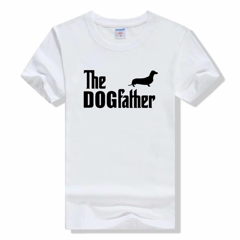 THE DOGFATHER Dachshund Sausage Dog Funny Print T Shirts for Men Summer Short Sleeve TShirt Casual Streetwear Soft Cotton