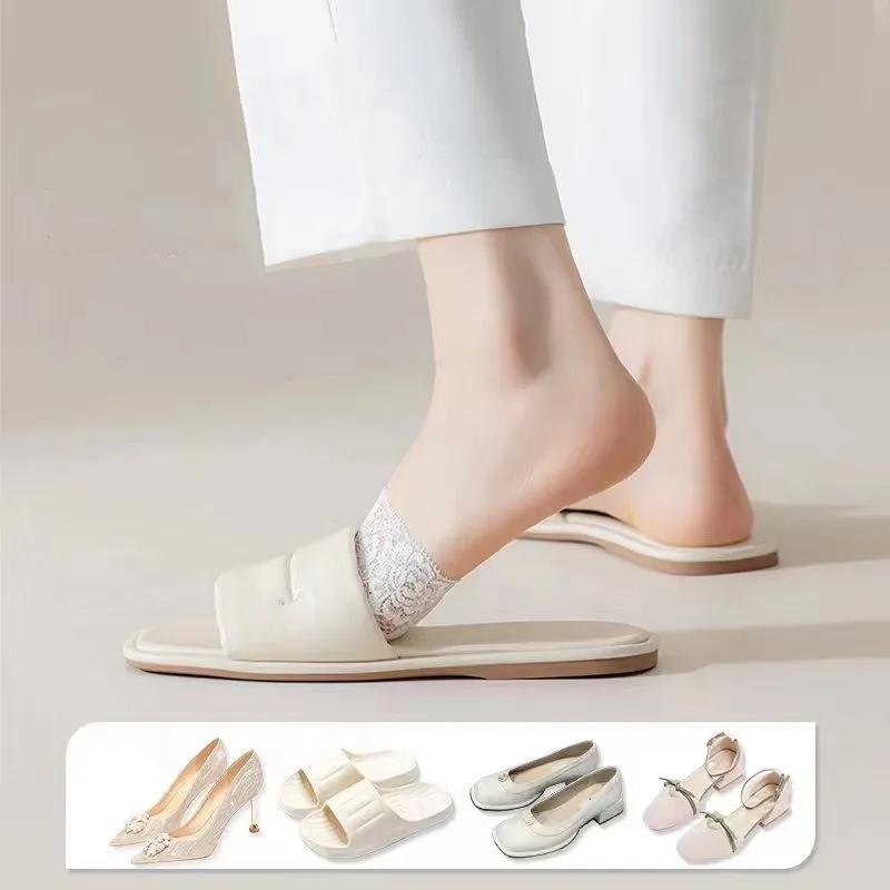 2pcs Lace Forefoot Pads for Women High Heels Half Insole Foot Care Breathable Summer Invisible No Show Socks Women Sock Slippers