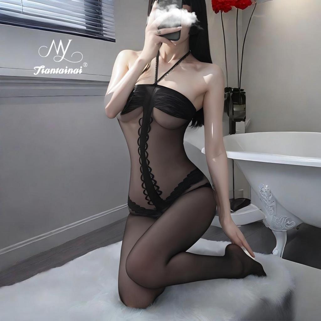 Sheer Temptation: Tearable Lingerie Bodysuit & Stockings Set