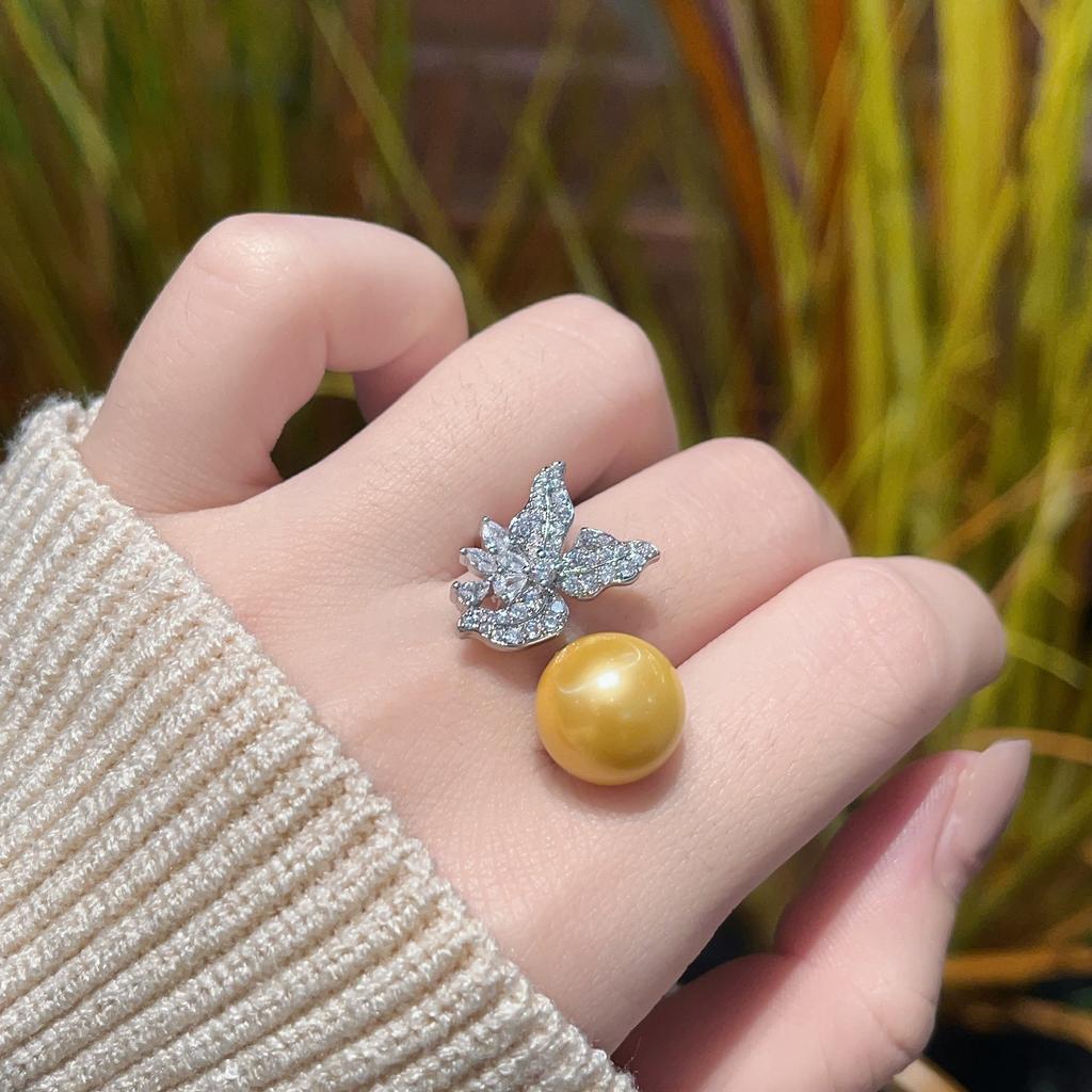 Inlaid Imitation Pearl Flower Ring Women'S Opening Full Of Diamonds Zircon Flowers Fresh And Elegant Ring Jewelry