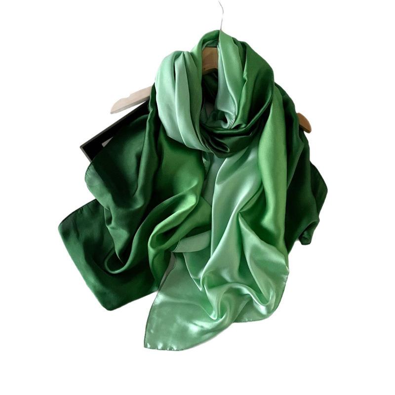 Gradient Solid Color Scarf Versatile Satin Scarf Extended Headscarf Temperament Summer Long Ladies Shawl