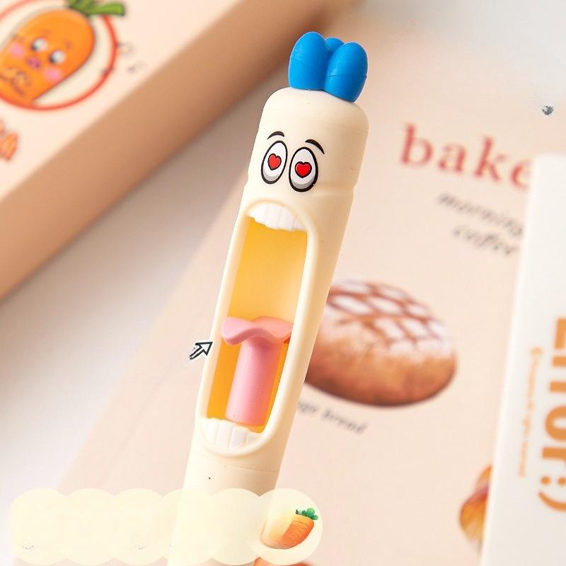 

Creative Radish Push Gel Pen Funny Decompression Pen Retractable Tongue Out Refill Pen for Daily School Office Writing black