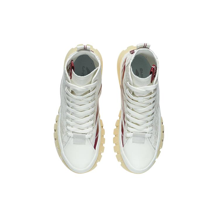 Li Ning Fabric Fashion Cushioning, Wear Resistant High top Casual Shoes Women's AZGS004-3