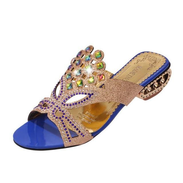 

Роскошные сандалии на низком каблуке. Женская летняя одежда. Новинка 2024 года. Богемная мода. Высококлассные шлепанцы с бриллиантами и блестками. Высококлассные женские шлепанцы. 41 фиолетовый