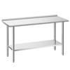 VEVOR Mesa de Trabalho em Aço Inoxidável, 61x152 cm Mesa de Preparo de Alimentos com Espelho, Estação de Trabalho para Cozinha Comercial com Prateleira Inferior Ajustável