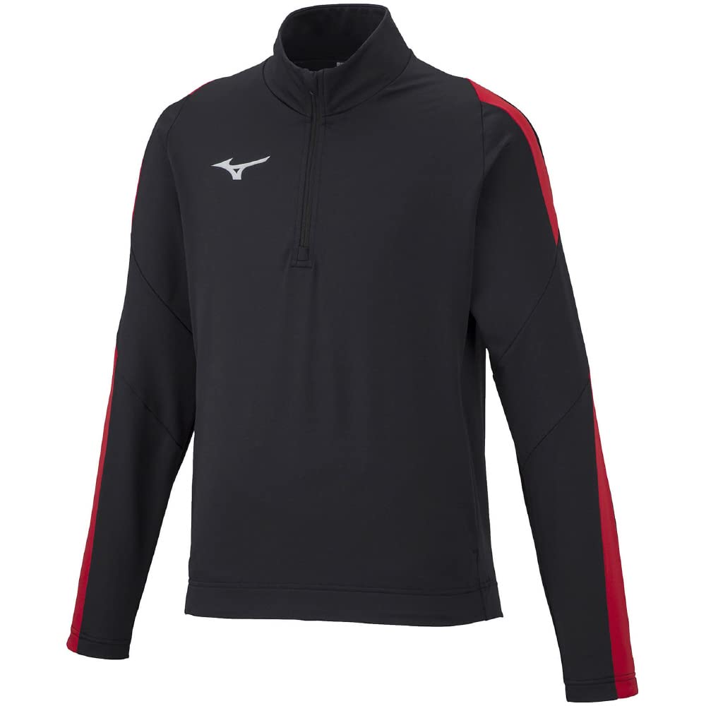 Mizuno Soccer Stretch Knit Black x Chinese Size 160 Shirt, Junior, Moisture-Wicking, Quick-Drying, P2MC2680, Kids, Red,