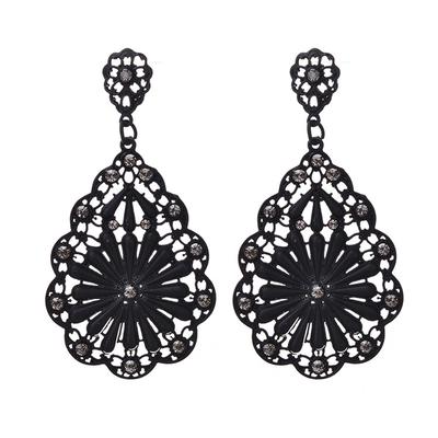 Women Girl Earrings Ear Studs Flower Rhinestone Pendant Alloy Earrings Personality Fashion Jewerly