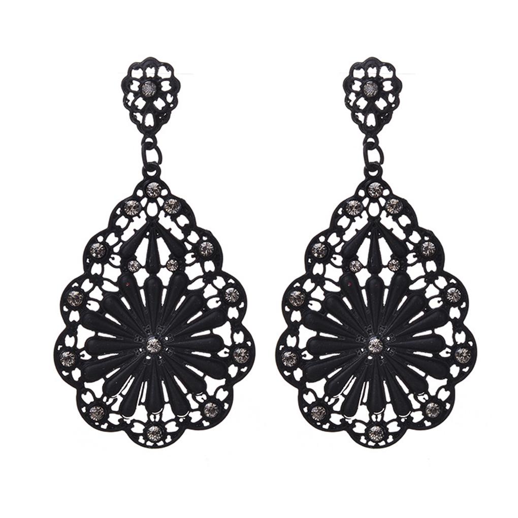 

Женские Серьги Серьги-гвоздики Цветок Стразы Подвеска Сплав Серьги Личность Мода Ювелирные изделия чёрный