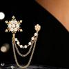 Elegant Women Pearl Snowflake Chain Tassels Brooch Gifts Fashion Chain Pin Jewelry Accessories Exquisite Clothes Brooches