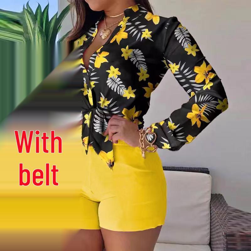 2024 Women's Digital Print Stand Collar Long Sleeve Top - European & American Style.