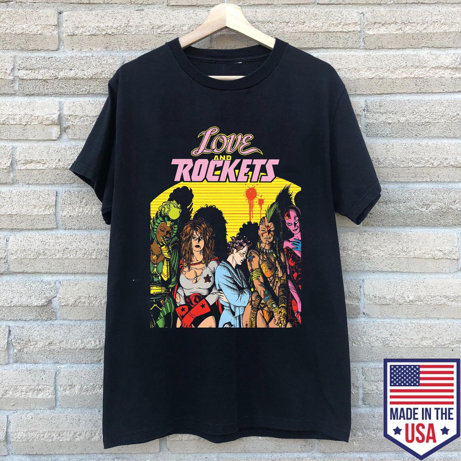 The Story of Alt Comic Love and Rockets T Shirt Unisex Women Summer Unisexs TShirt Black Casual Crew Neck Cotton Tee S