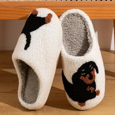 Cartoon Cute and Interesting Dachshund Dog Female Men Slippers Indoor Warm Comfort Lightweight Bedroom Winter Women's Shoes